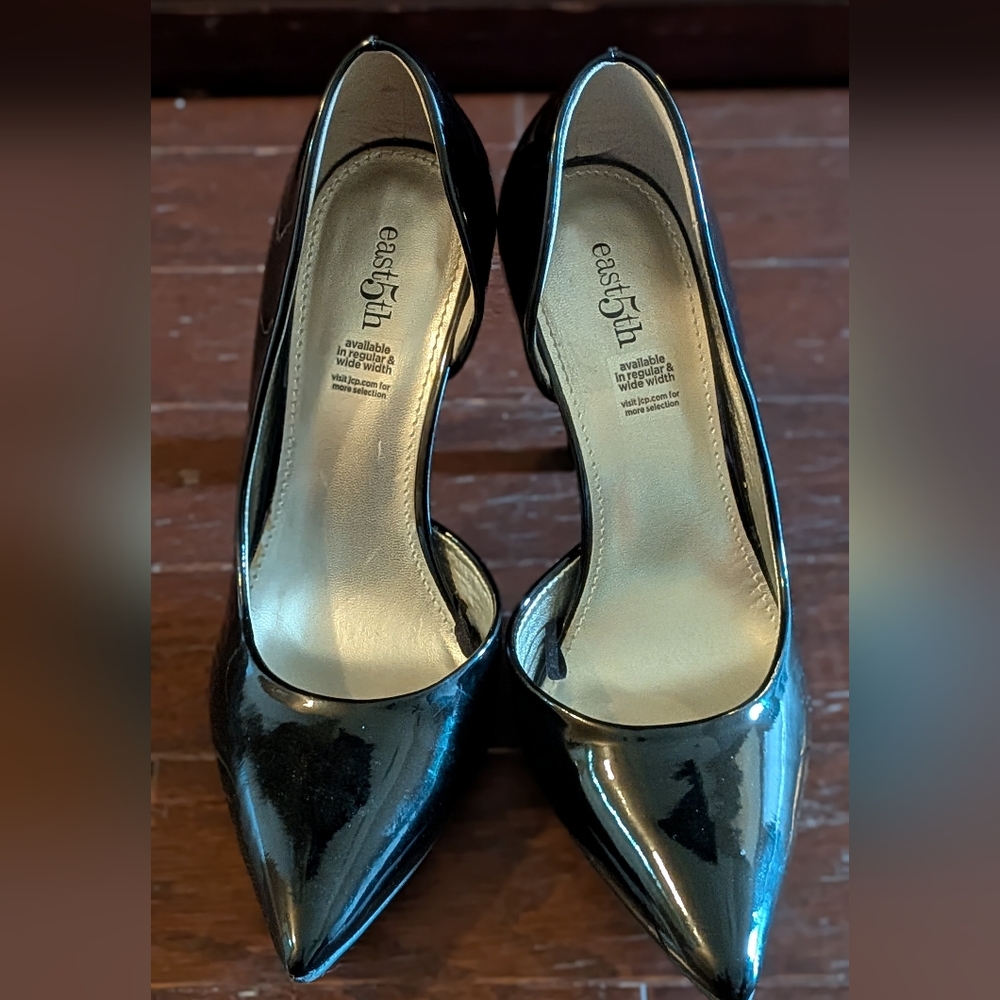 East 5th Glossy Black Heels